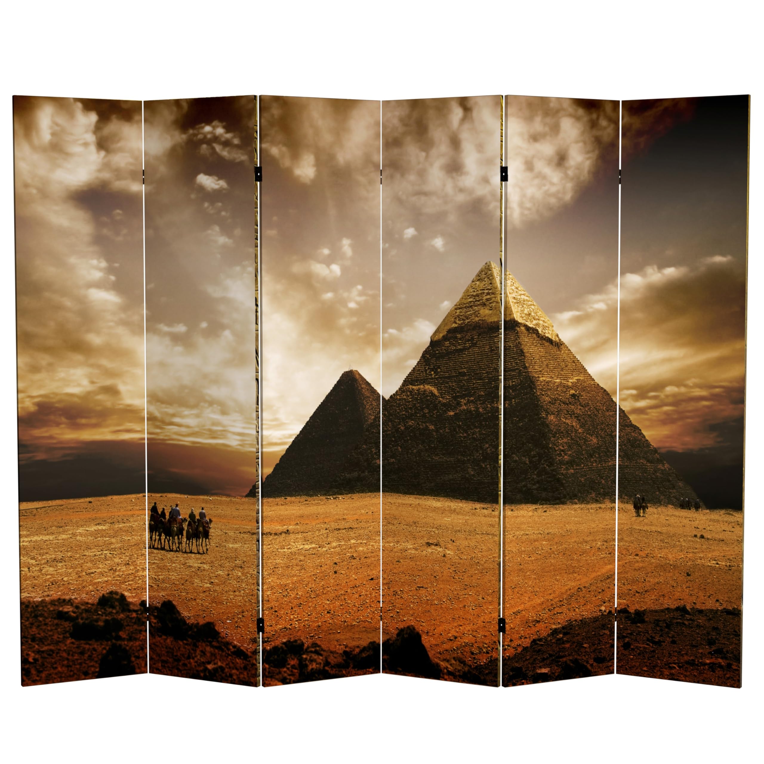 6 ft. Tall Double-Sided Egyptian Pyramid Canvas Room Divider - 71