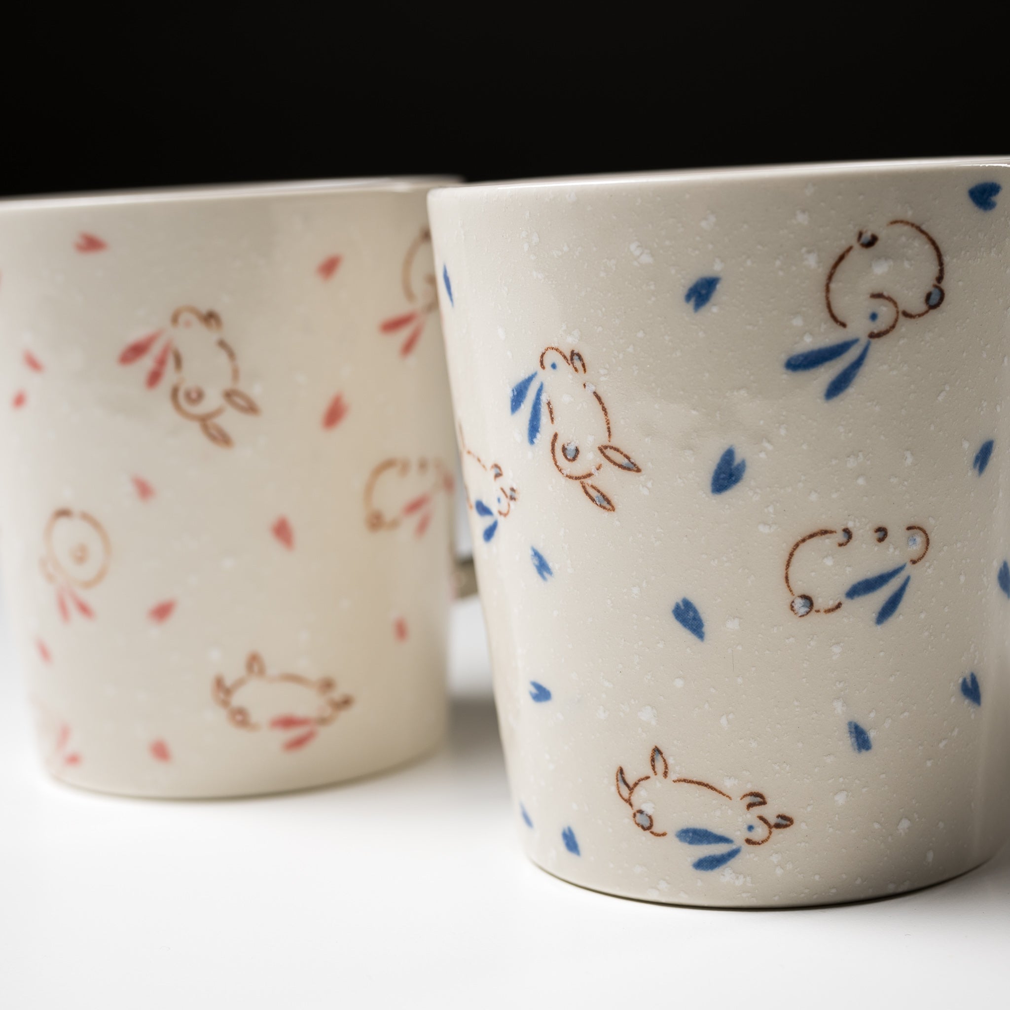 Snowing Rabbit Mug Cup - Cute Ceramic Coffee Cup with Rabbit Design, 2 Colors (White & Pink) - Perfect for Hot Drinks, Gifts, and Winter Cozy Moments
