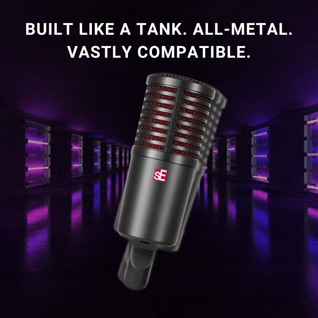 SE ELECTRONICS Dynacaster Professional Dynamic Broadcast Microphone with Built-in Dynamite Preamp - Ideal for Podcasting, Voice Overs, and Studio Recording