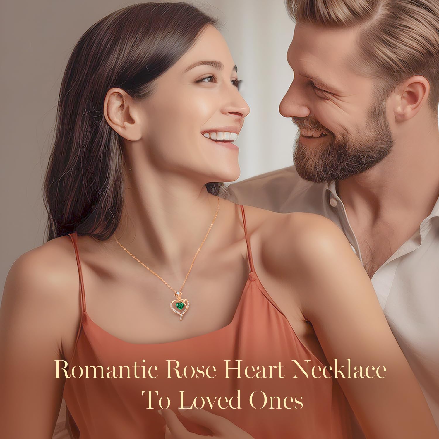 LOUISA SECRET 925 Sterling Silver Rose Flower Heart Birthstone Necklace for Women - Elegant Pendant Jewelry for Wife, Mom, Girlfriend | Perfect Birthday, Anniversary & Christmas Gift for Her | Ideal for Date Nights, Weddings & Special Occasions