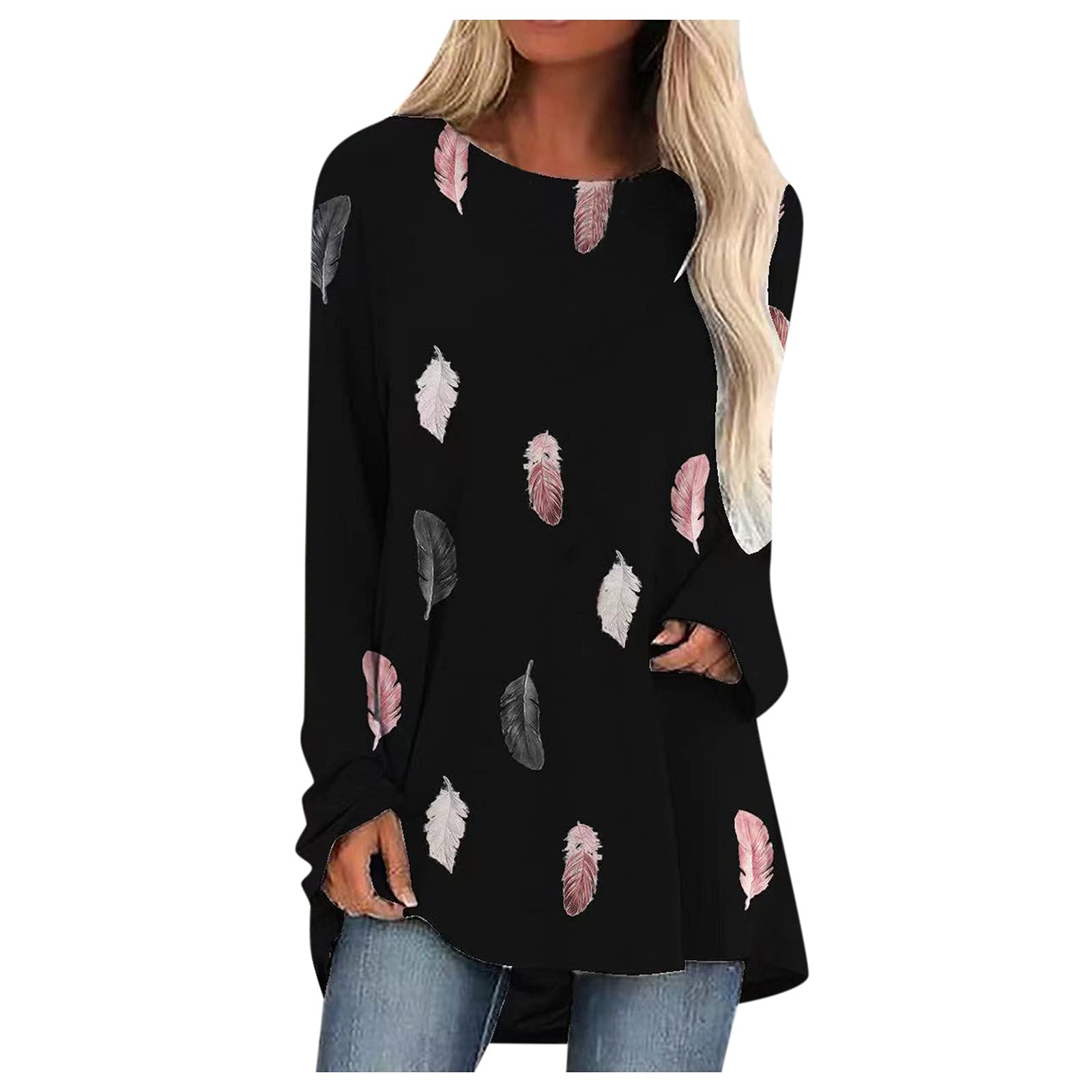 Women's Casual Long Sleeve Crewneck Pullover Sweatshirt & Short Sleeve T-Shirt Combo - Comfortable Loungewear for Everyday Wear, Workout, and Relaxing at Home