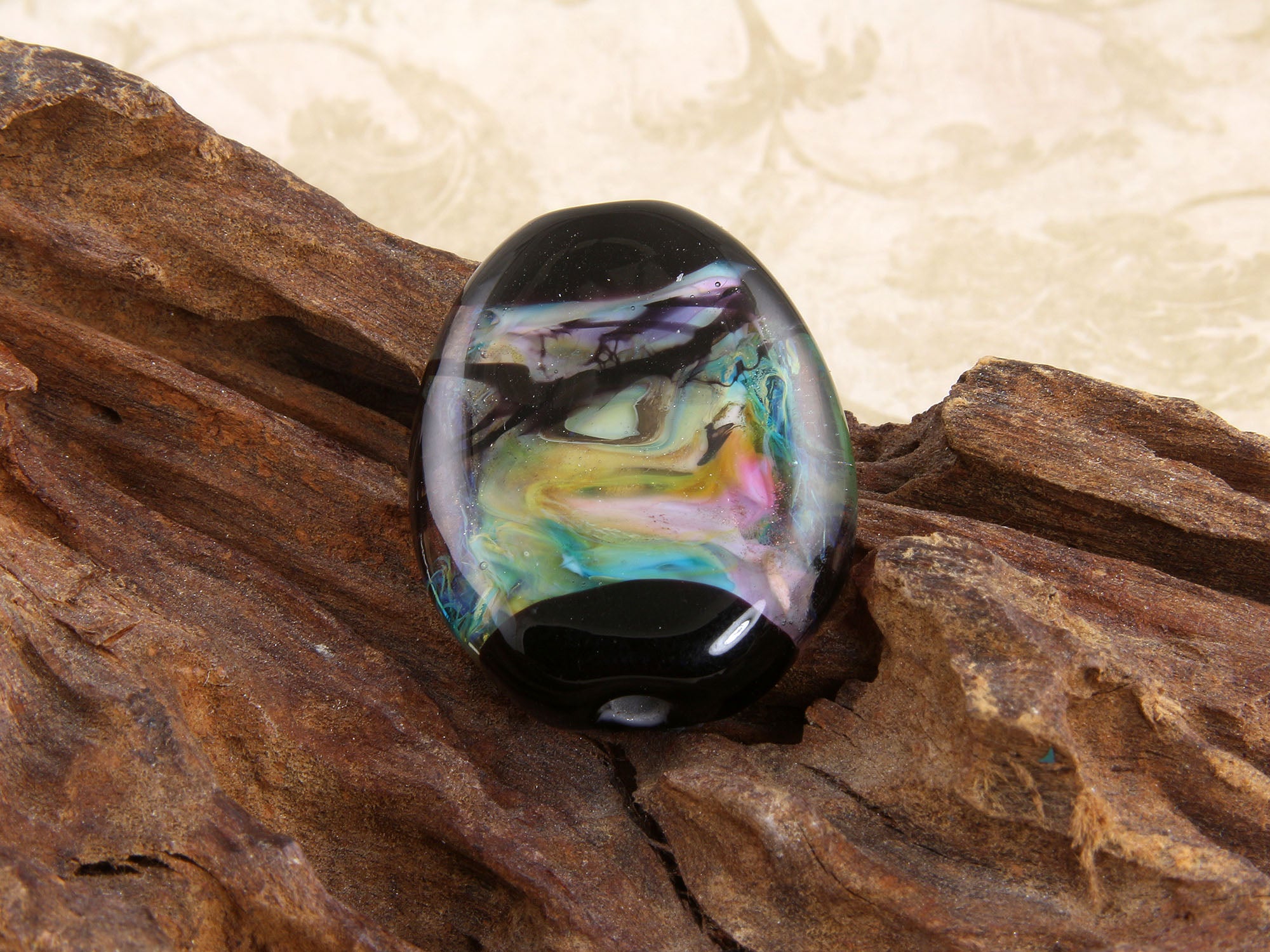 Handmade Pastel Abstract Lampwork Glass Focal Bead for Jewelry Making - DIY Necklace, Bracelet & Earring Designs - Perfect for Crafters & Beading Enthusiasts