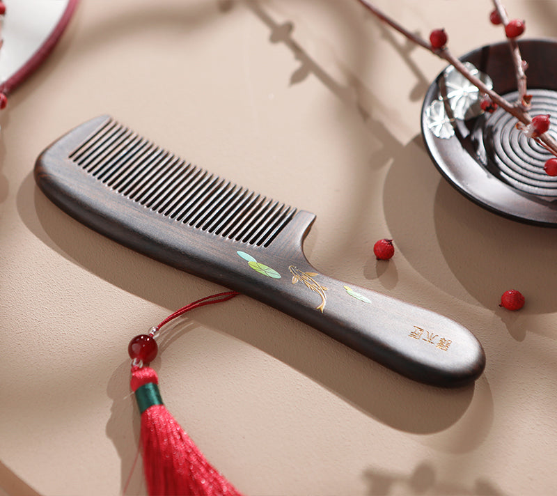 Premium Handcrafted Koi Fish Wooden Comb for Hair Care - Natural & Smooth Detangling - Perfect for Daily Styling, Gifts, and Japanese Culture Enthusiasts