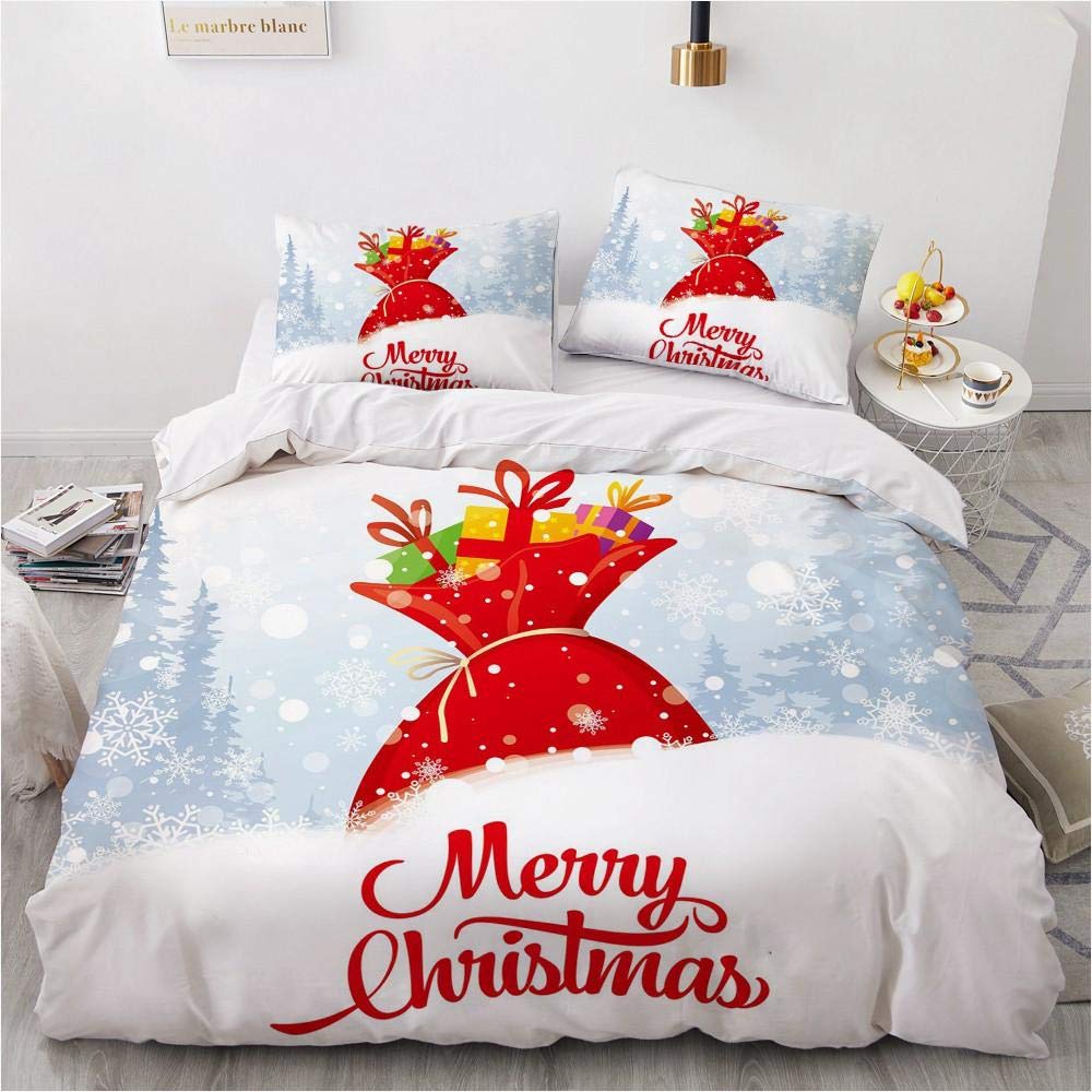 Geekcook 3D Christmas Duvet Cover Set - King Size Bedding with Comforter Quilt Cover | Soft Home Textile for Winter Holiday Decor | Perfect for Bedroom, Guest Room & Christmas Gift