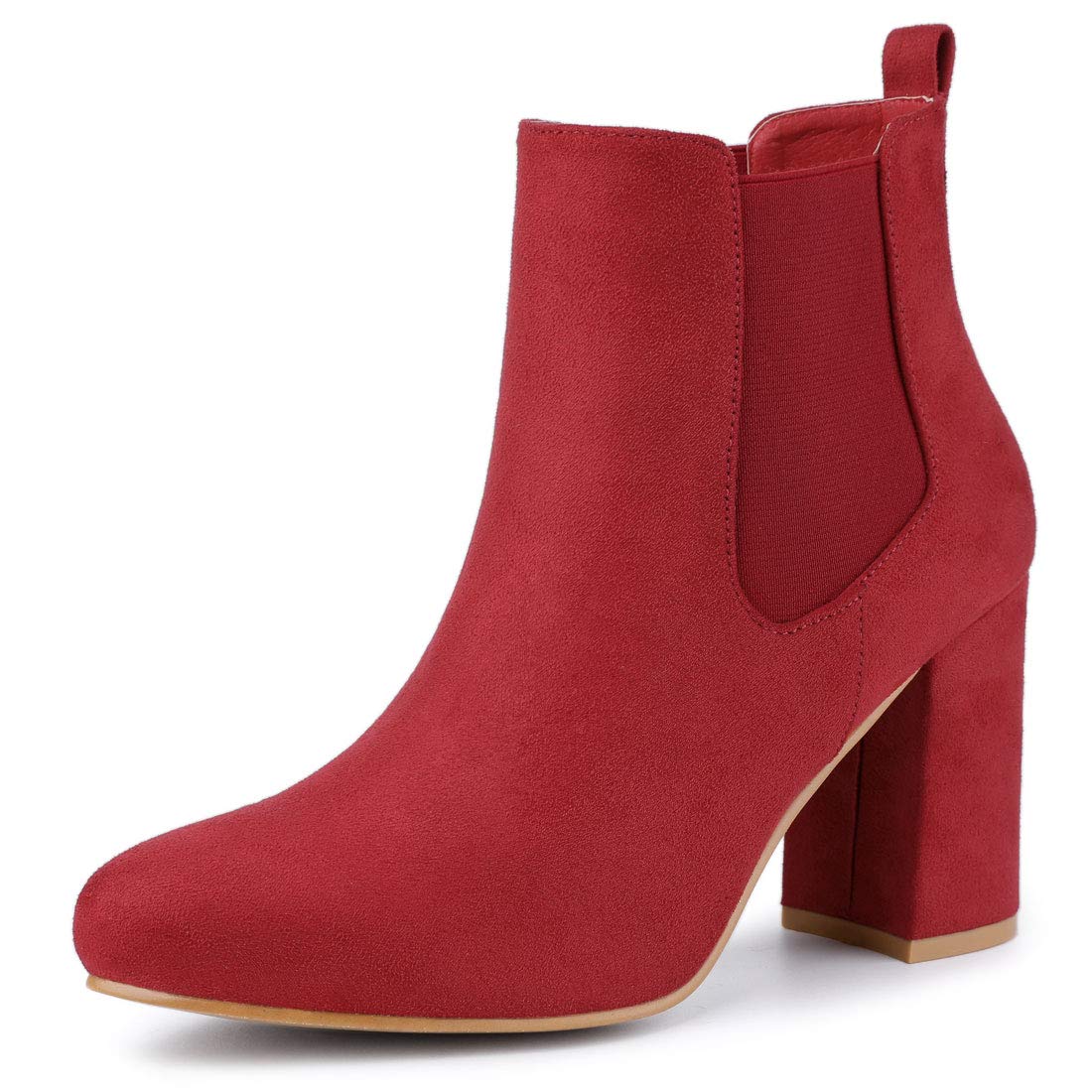 Allegra K Women's Chunky Heel Chelsea Boots Round Toe Ankle Booties - Stylish & Comfortable for Office, Party & Fall Winter Fashion Outfits