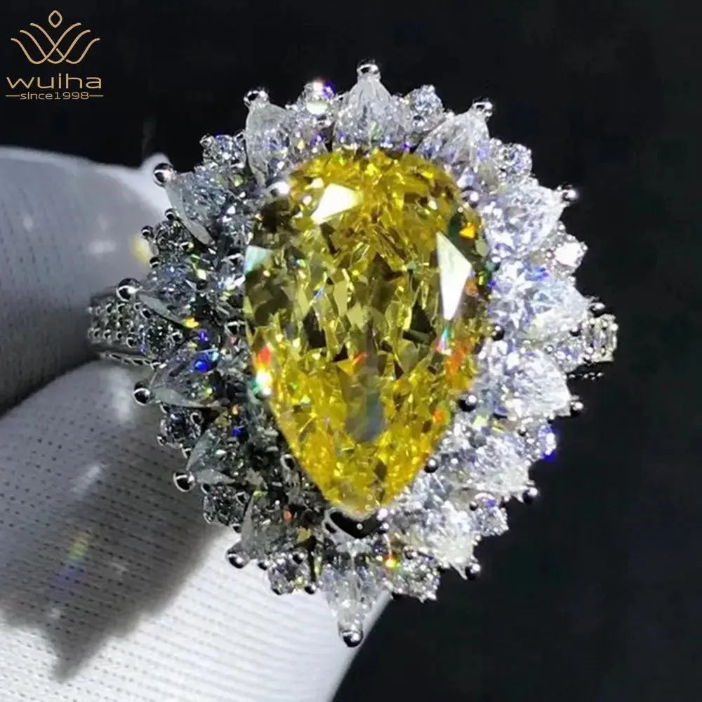 Luxury 925 Sterling Silver Pear 3EX 4CT VVS D Color Moissanite Engagement Ring for Women - Wedding, Proposal, Anniversary Gift - Fine Jewelry for Special Occasions