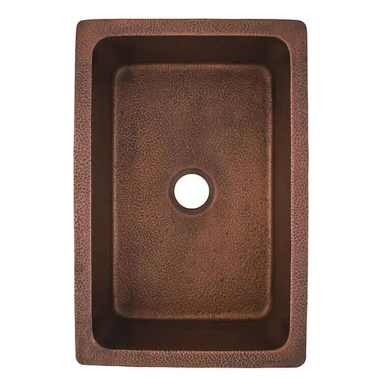 Thompson Villa 30-Inch Hammered Antique Copper Kitchen Sink KSU 3020AH - Farmhouse Style Drop-In Sink for Rustic & Modern Kitchens