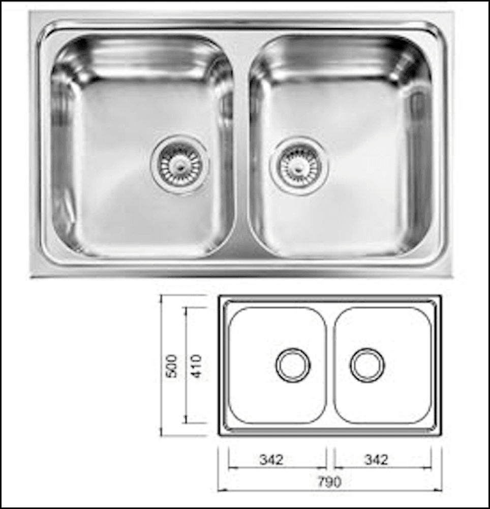 Abey ZE2 Zenith Top Mount Double Bowl Kitchen Sink - Stainless Steel, Durable & Stylish - Perfect for Modern Kitchens & Busy Households