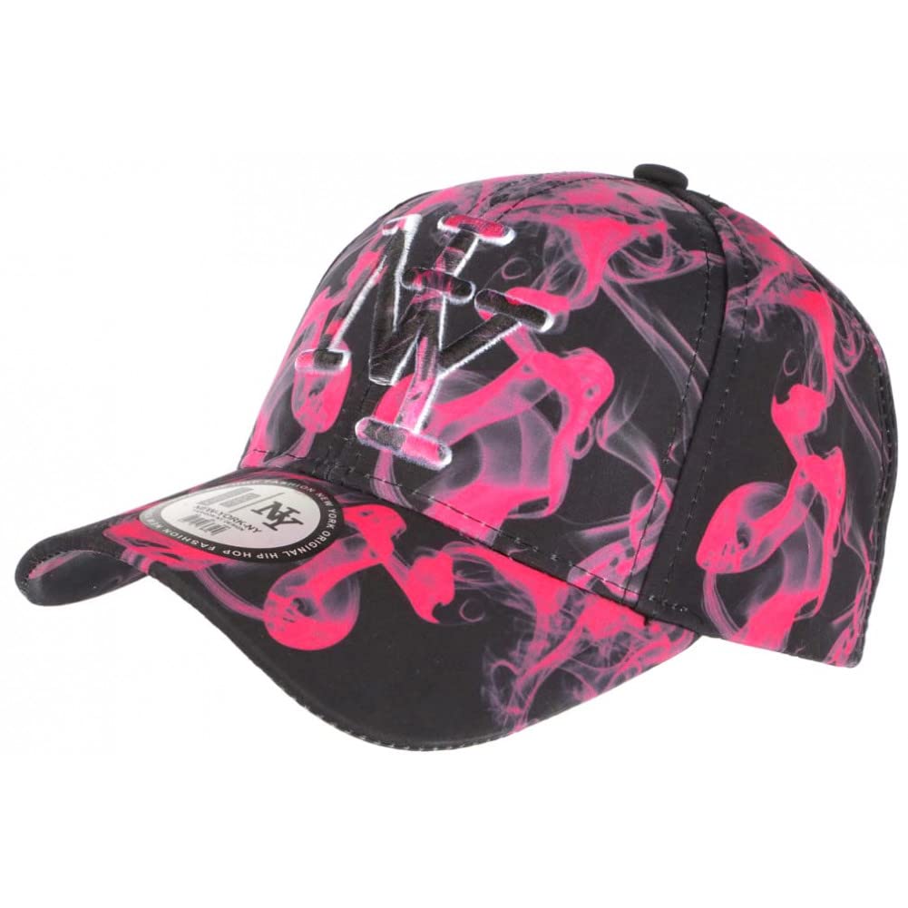 Hip Hop Honor NY Rose & Black Streetwear Baseball Cap - Unisex Adjustable Snapback - Fluo Pink & Black - Perfect for Urban Fashion & Hip Hop Style