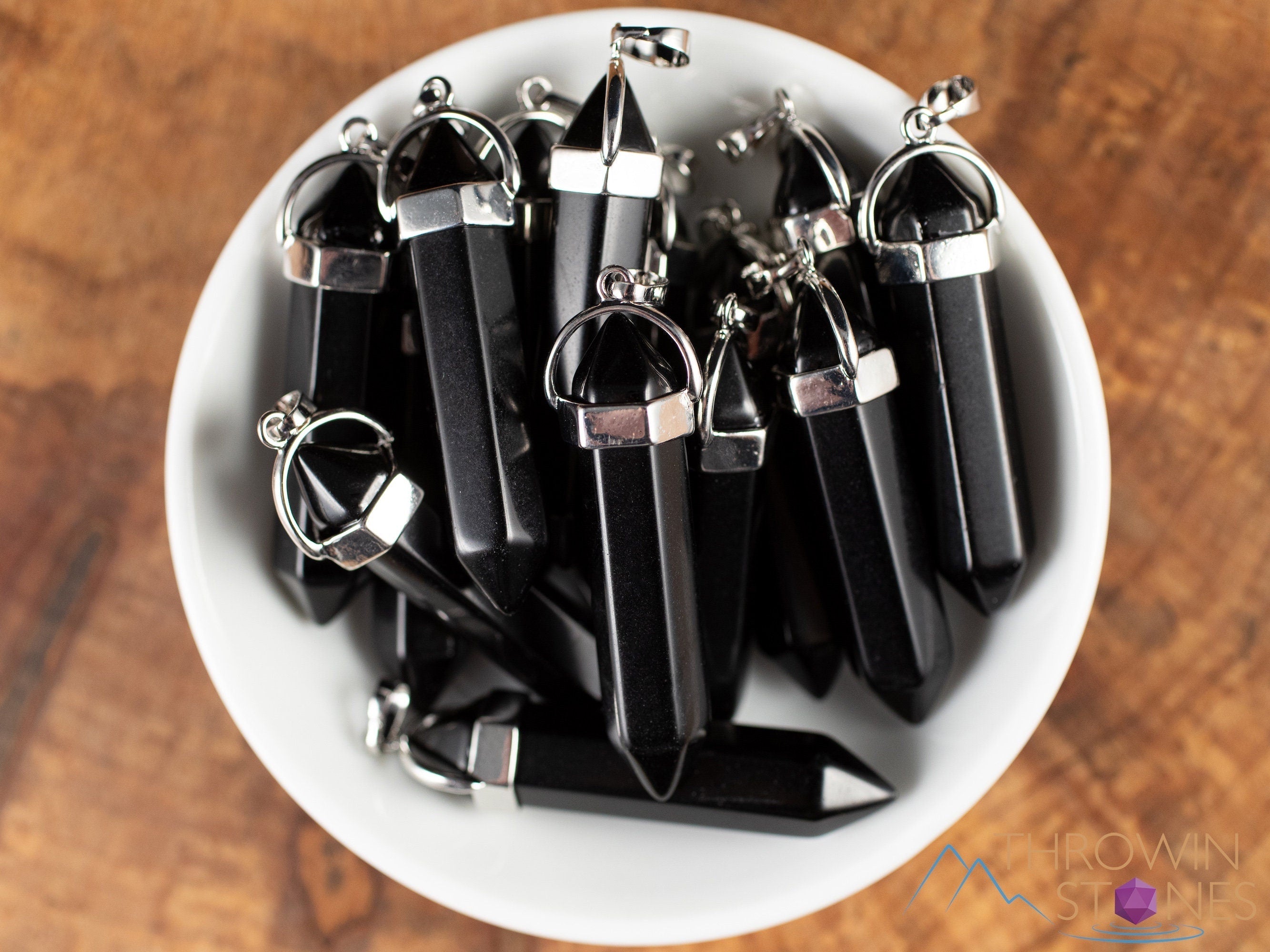 Black Onyx Crystal Pendant Necklace - Handmade Healing Stone Jewelry with Natural Crystal Points | Spiritual Protection, Chakra Balancing & Meditation Accessory (E1957)