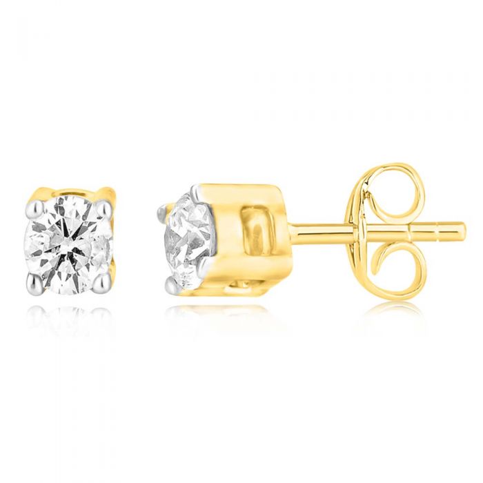 9ct Yellow Gold 0.05 Carat Diamond Stud Earrings for Women - Elegant Everyday Jewelry Gift for Her - Perfect for Weddings, Anniversaries & Special Occasions