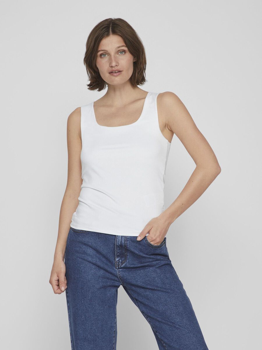 Kennza O Neck Tank Top for Women - Soft Stretchy Camisole Tops (Optical Snow) - Perfect for Yoga, Workout, and Casual Wear