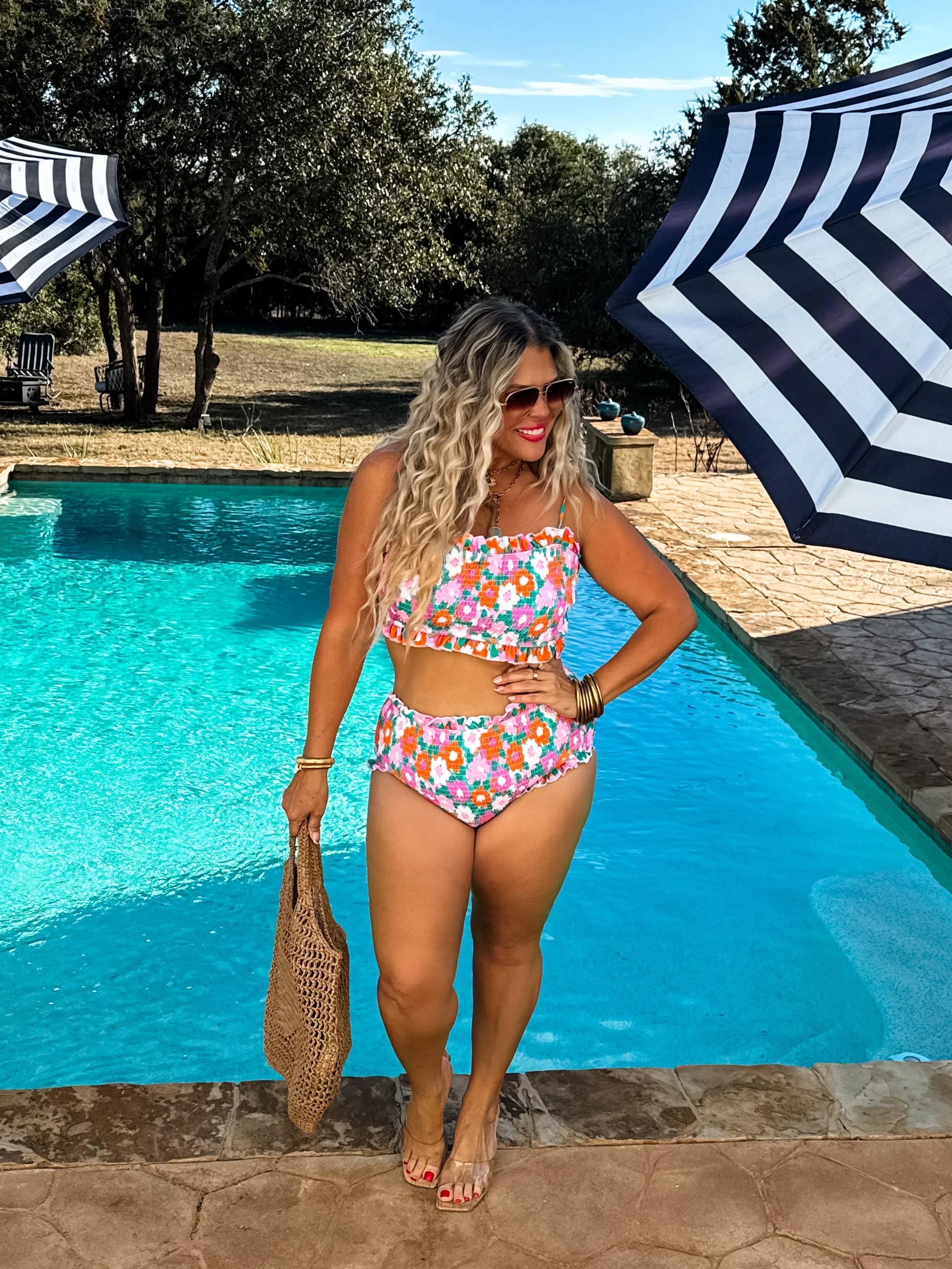 Amalfi Blooms Swim Set - Women's Floral Print Bikini & Cover Up | Beach Vacation, Pool Party, Summer Outfit