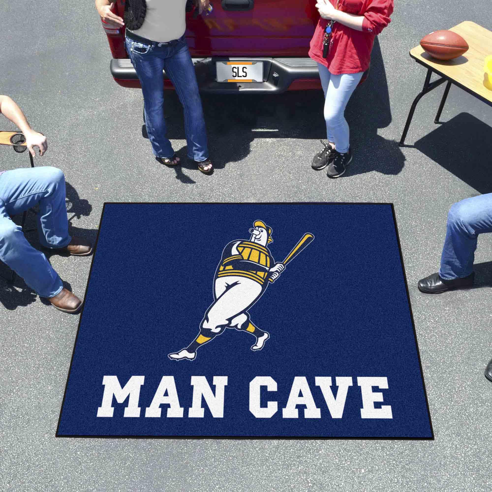 MLB Milwaukee Brewers Barrell Man Man Cave Rug - 5ft x 6ft Soft Area Rug for Sports Fan Cave, Game Room Decor, Baseball Themed Home Accessories