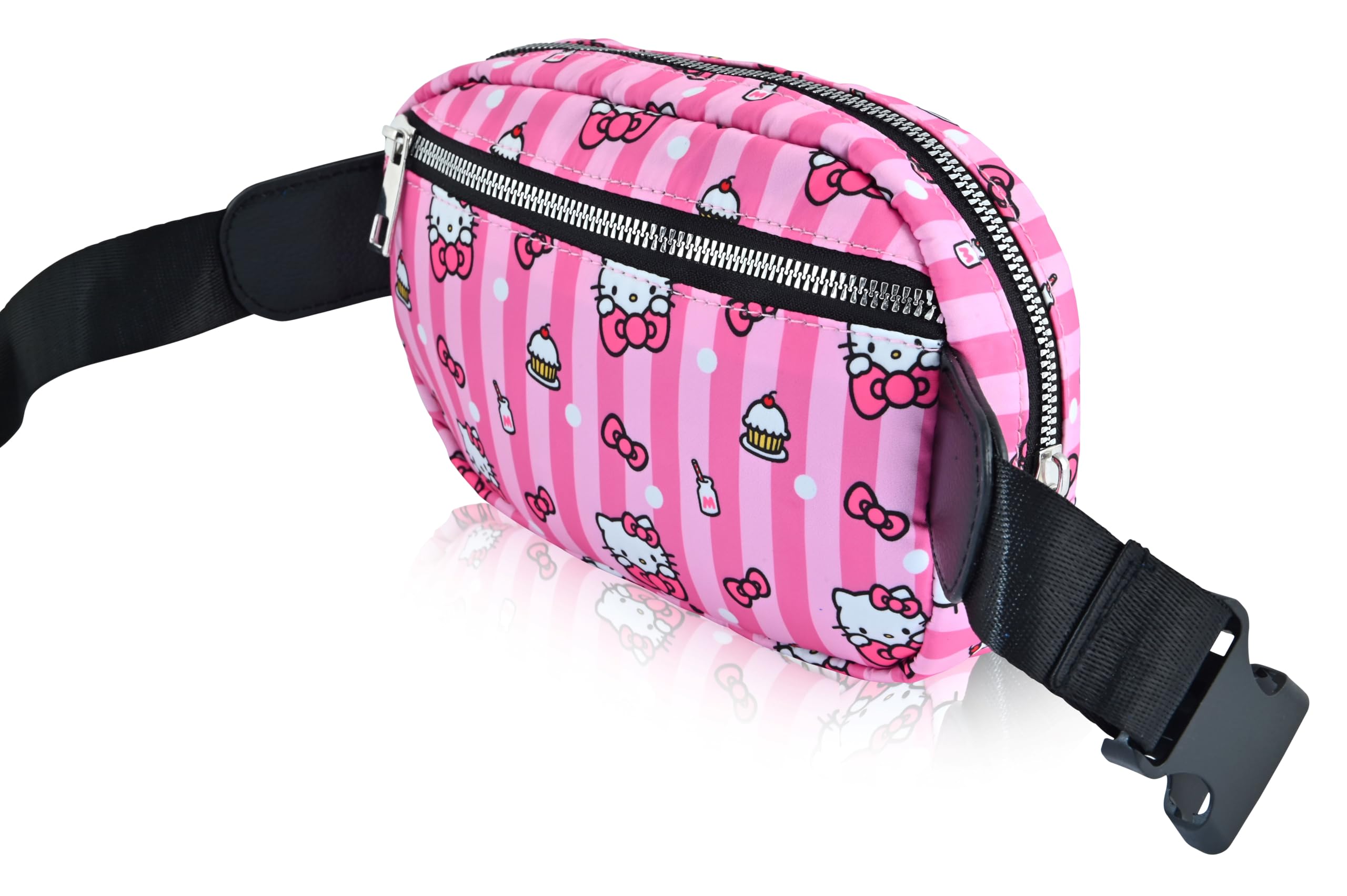 Sanrio Hello Kitty Crossbody Bag for Women - Stylish Fanny Pack Belt Bag with Buckle | Lightweight Travel Essential & Everyday Purse for School, Shopping, and Outings