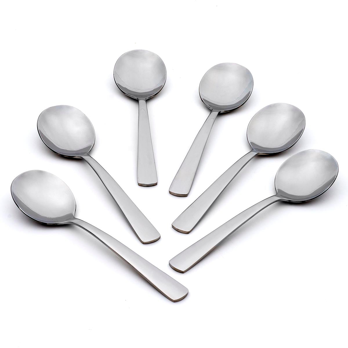 Premium Stainless Steel Soup Spoons Set of 6 - Elegant Dining Utensils for Soup, Cereal & Dessert - Perfect for Restaurants, Home Kitchens & Gifts