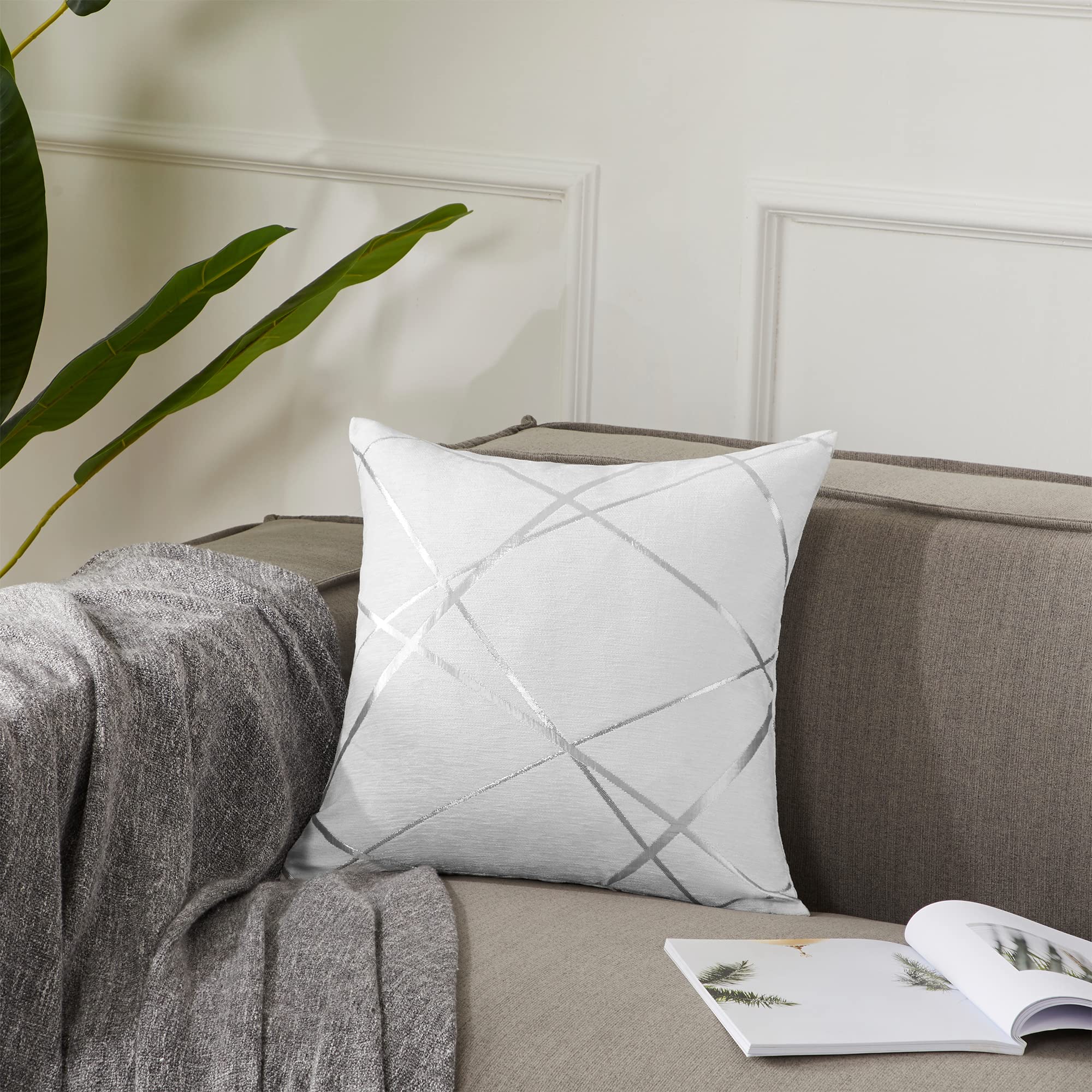 GIGIZAZA 20x20 Inch Decorative Throw Pillow Covers Set of 2 - Soft White Square Cushion Covers for Sofa, Bed & Living Room - Luxury Home Decor Accent Pillows for Modern Interior Design
