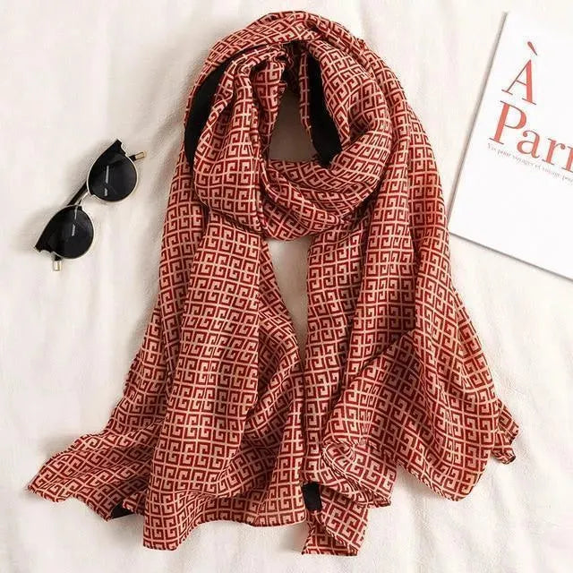 Luxury Striped Scarves for Women - Soft Cashmere & Silk Blend - Elegant Fashion Accessory for Winter, Office & Special Occasions