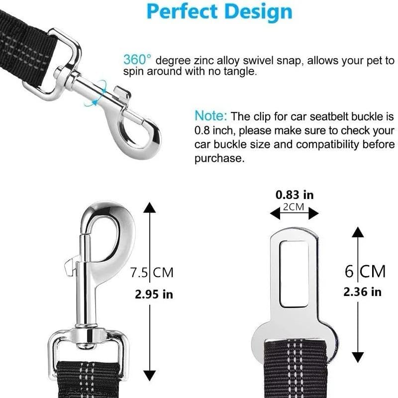 TAHAA 2 Pack Adjustable Dog Seat Belts for Cars - Safety Harness Clip with Elastic Bungee Buffer - Travel Pet Car Accessories for Small Medium Large Dogs | Perfect for Road Trips, Vet Visits & Daily Commutes