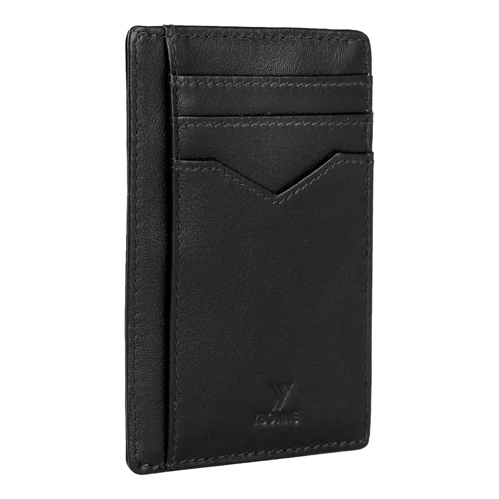 Slim RFID Blocking Front Pocket Wallet for Men & Women - Genuine Leather Card Holder (Black) | Perfect for Travel, Work & Everyday Use