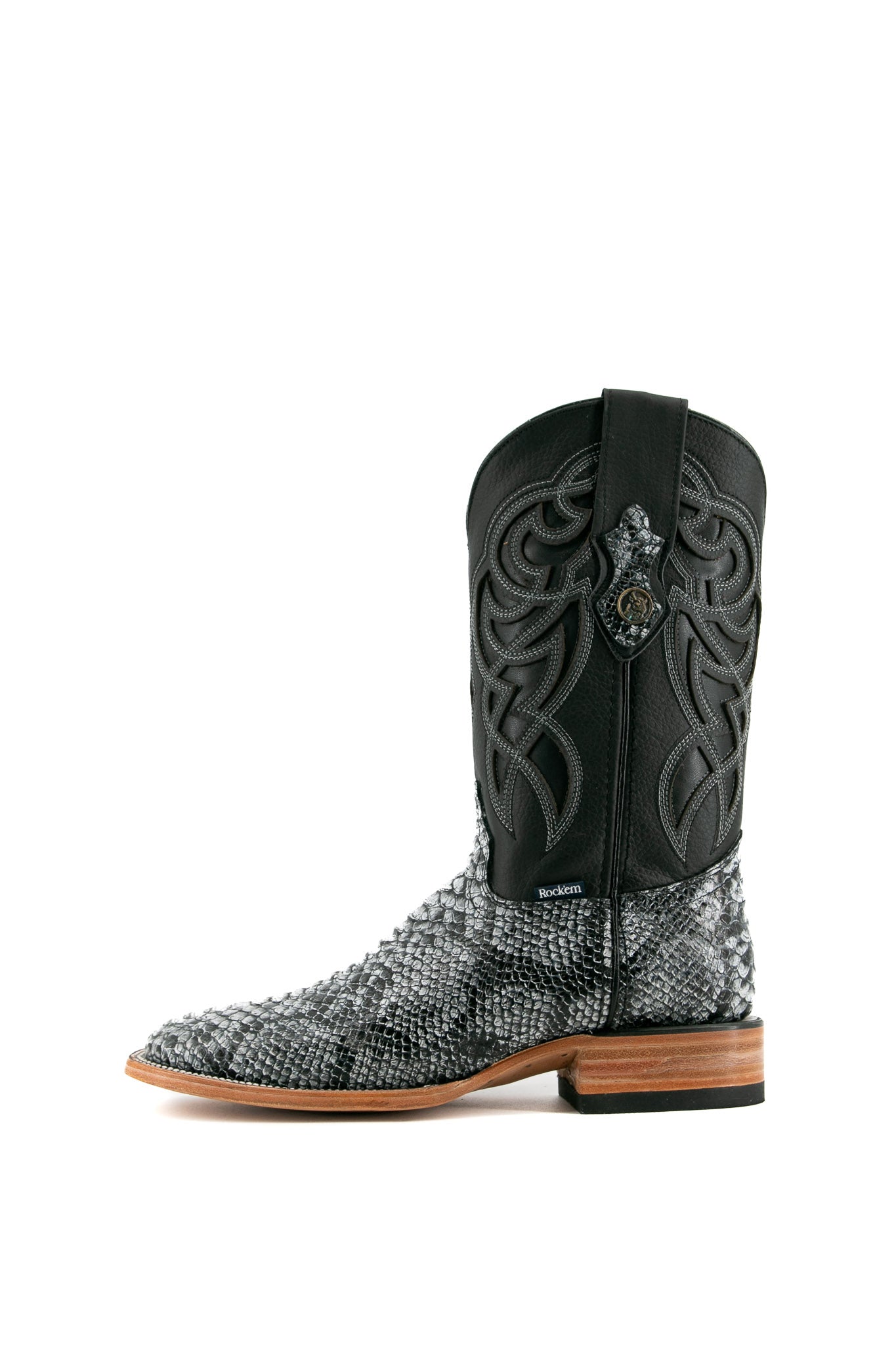 Premium Python Square Toe Cowboy Boots for Men - Western Style Leather Boots with Exotic Snake Skin - Perfect for Rodeo, Country Music Festivals & Western Fashion