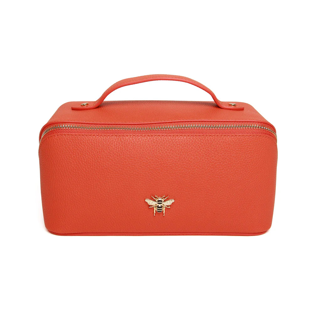 Alice Wheeler Train Case - Professional Makeup Organizer with Mirror, Orange - Perfect for Travel, Salon & Home Makeup Storage