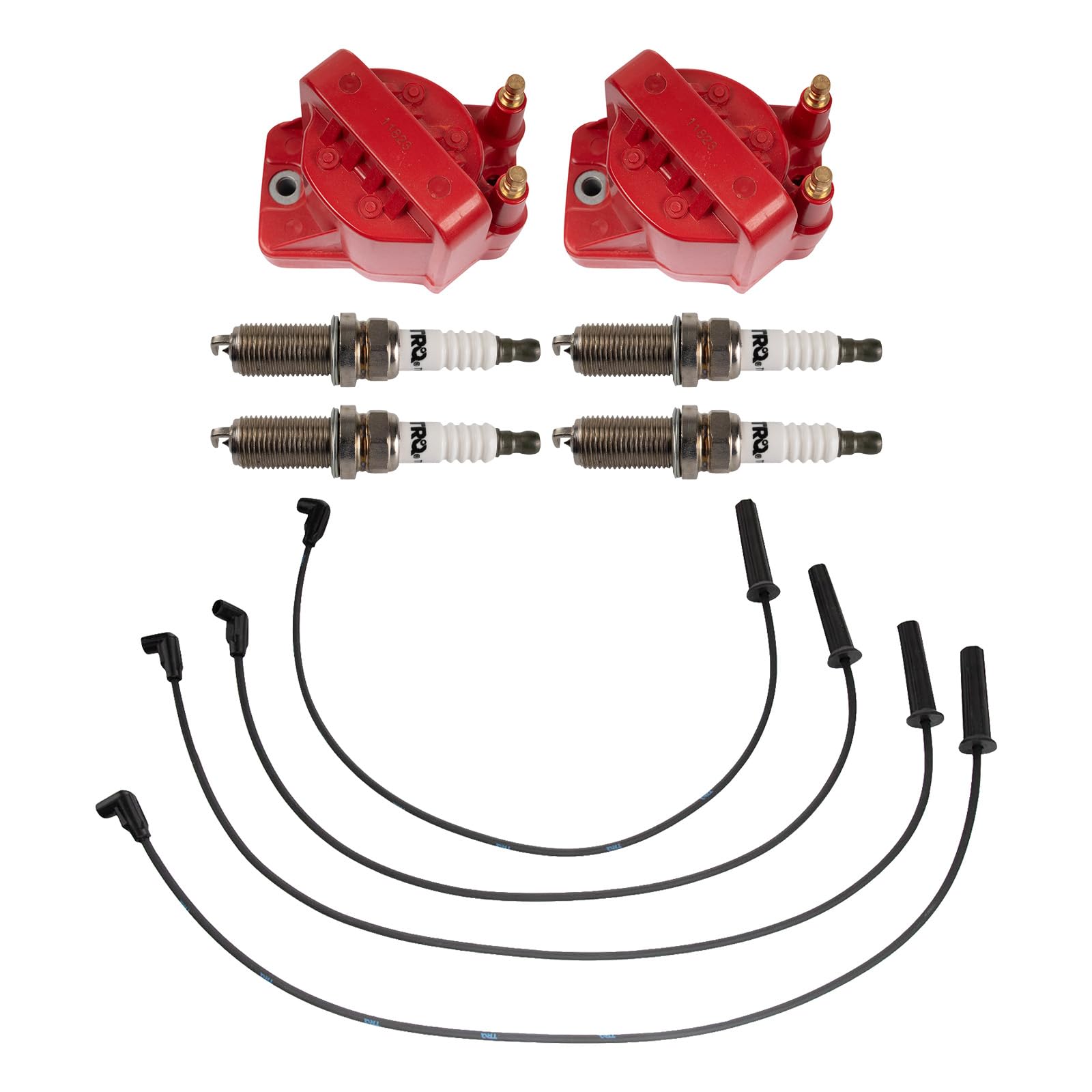 TRQ Ignition Coil & Spark Plug Wire Set - Compatible with 1996-1997 Chevy S10, GMC Sonoma, Isuzu Hombre - High Performance Replacement Parts for Smoother Engine Starts & Better Fuel Efficiency - Perfect for DIY Auto Repairs & Engine Maintenance