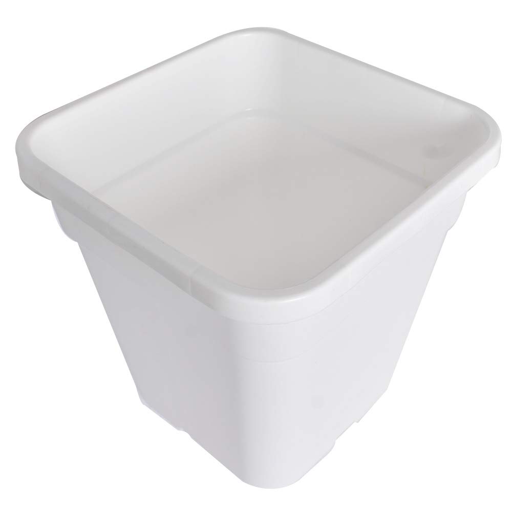 10-Pack 3 Gallon Square Plastic Plant Nursery Pots - Durable Injection Molded Garden Planters for Indoor/Outdoor Plants, Flowers, Seedlings & Vegetables - Perfect for Home Gardening, Greenhouses & Urban Farming (White)