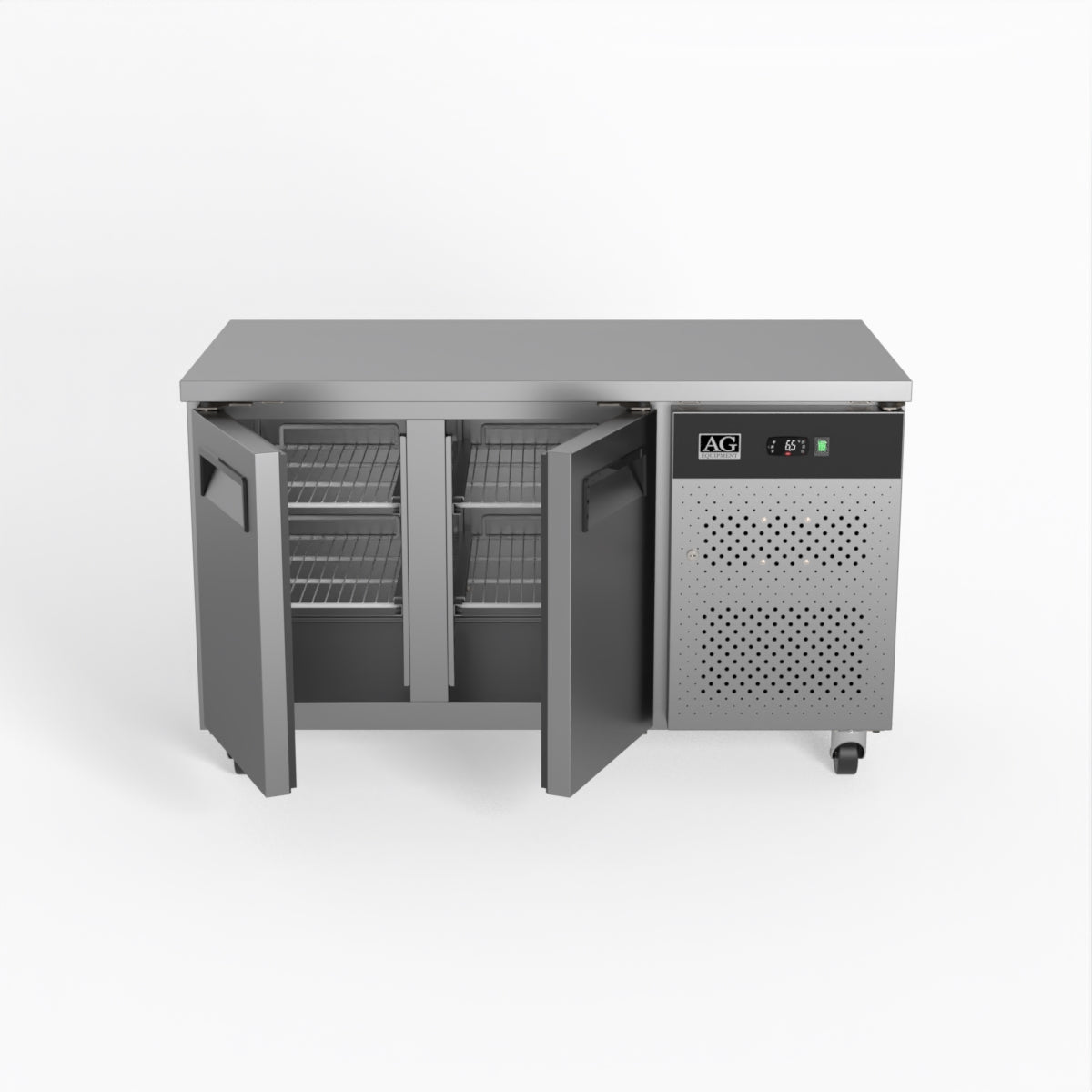 AG 2-Door Commercial Worktop Refrigerator - 700mm Depth Under Counter Fridge for Restaurants, Bars & Kitchens | Energy Efficient Stainless Steel Freezer