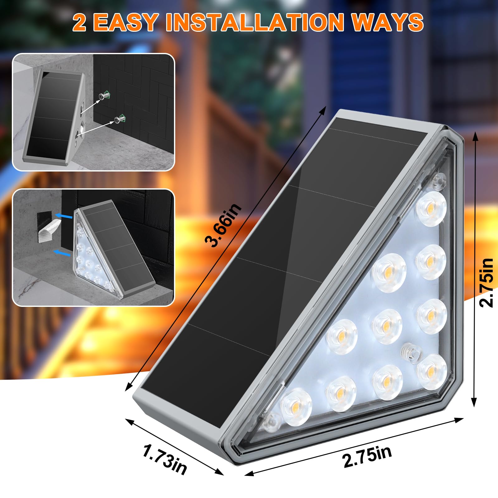 6 Pack Solar Stair Lights Outdoor - Waterproof IP67 LED Solar Pathway Lights for Stairs, Deck, Front Steps, Porch, Patio & Garden - Perfect for Nighttime Safety & Landscape Decor