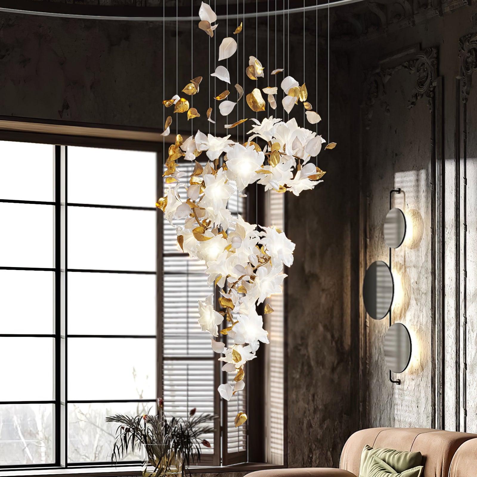 Flying Flowers Fluttering Chandelier - Elegant Butterfly Ceiling Light Fixture for Bedroom, Living Room & Nursery Decor | Romantic Boho Home Lighting