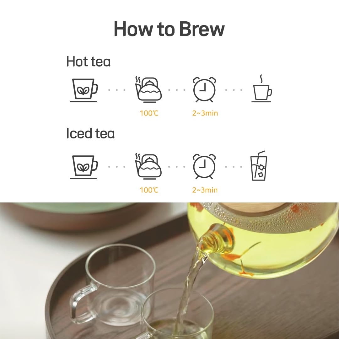 KKOKDAM Acacia Butterfly Tea Bags - 10 Count Decaf Loose Leaf Herbal Tea for Iced or Hot Brewing - Premium Korean Gift Set for Relaxation & Gifting - Perfect for Afternoon Tea, Spa Days & Special Occasions