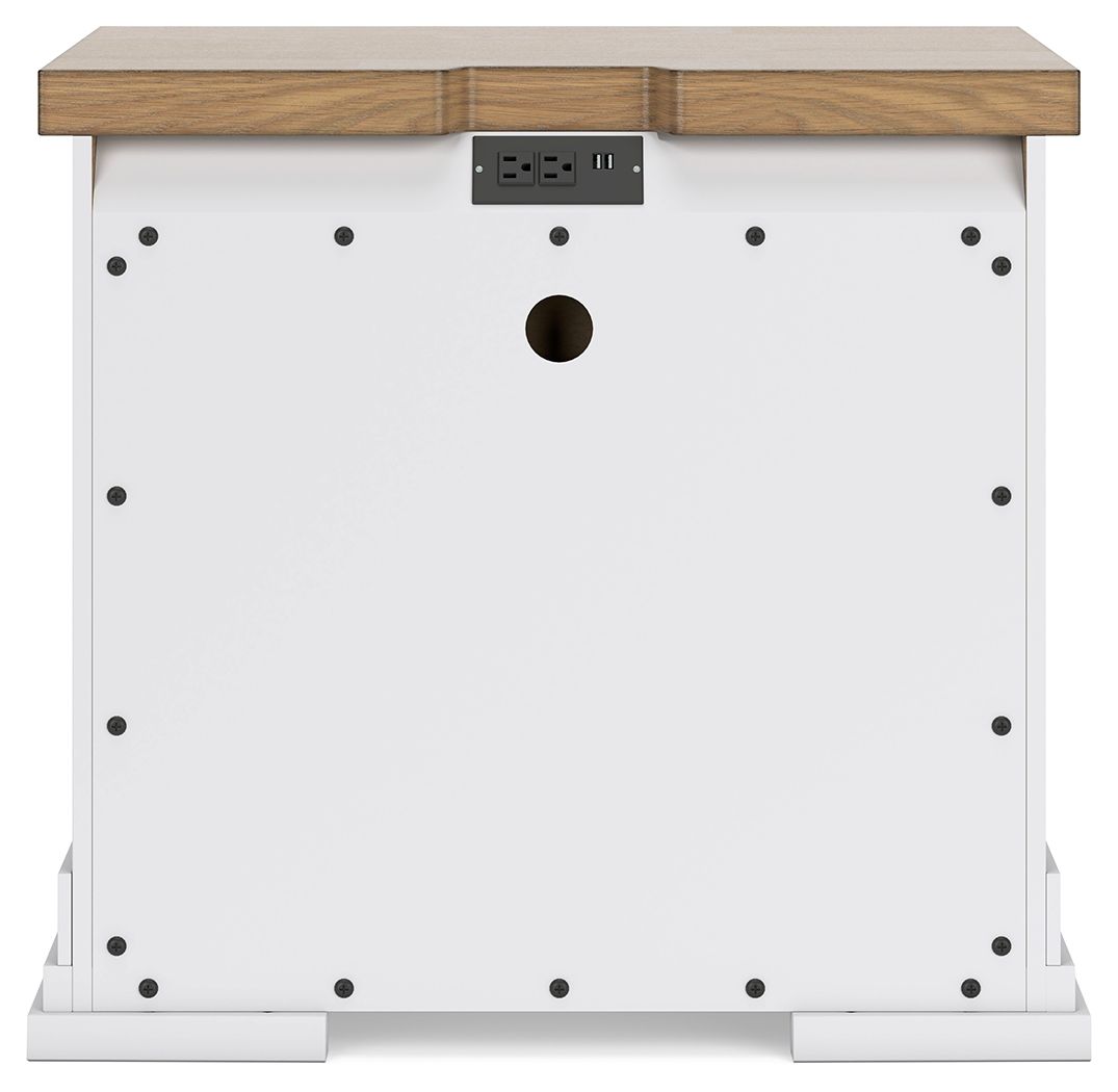 Ashbryn White & Natural Three-Drawer Nightstand - Bedside Table for Bedroom, Living Room, or Office Storage