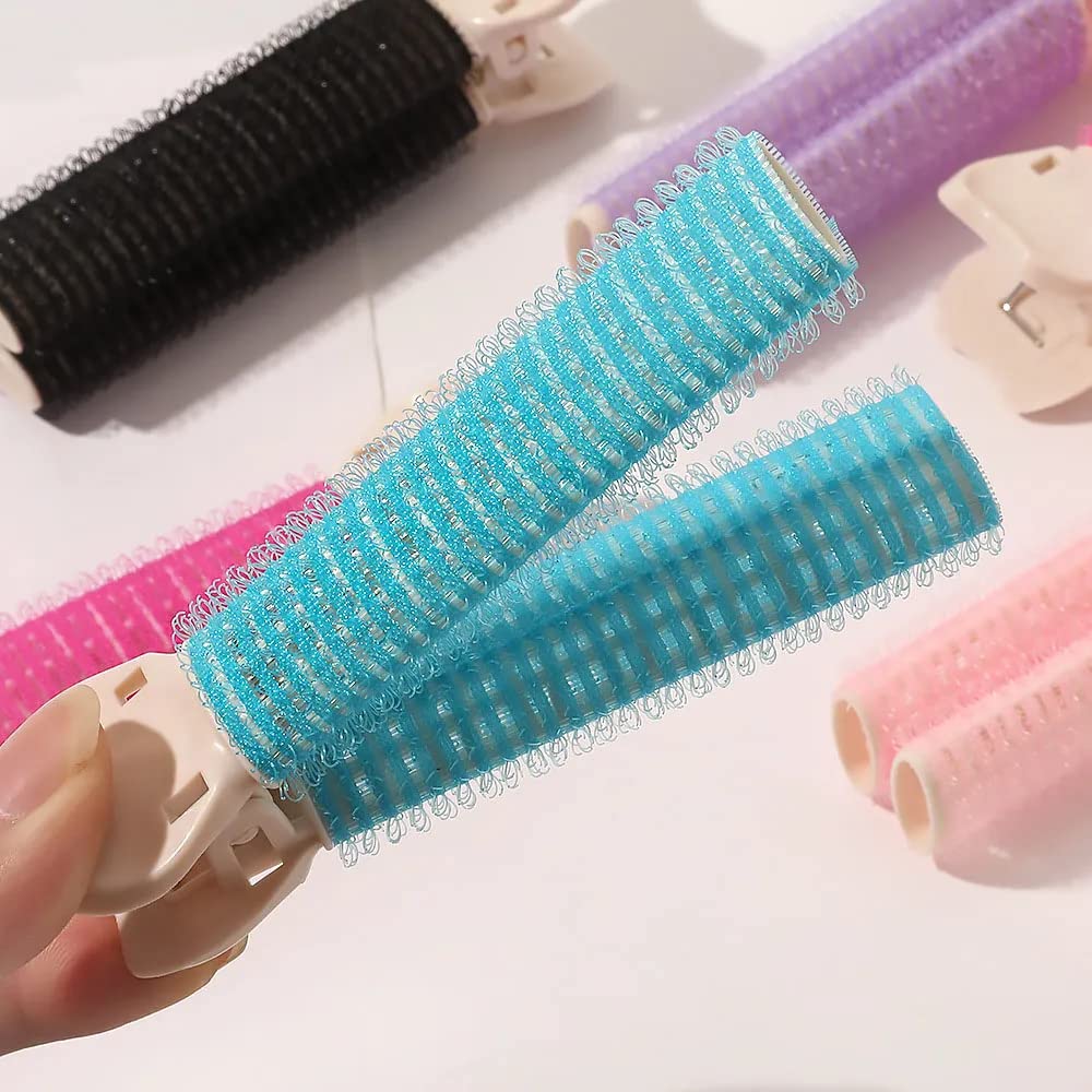 2 Pcs Heatless Hair Rollers with 2 Pcs Crystal Crocodile Clips - Volumizing Root Curlers for Women - DIY Hair Styling Tools for Long & Short Hair - Perfect for Home, Salon, and Party Hairstyles