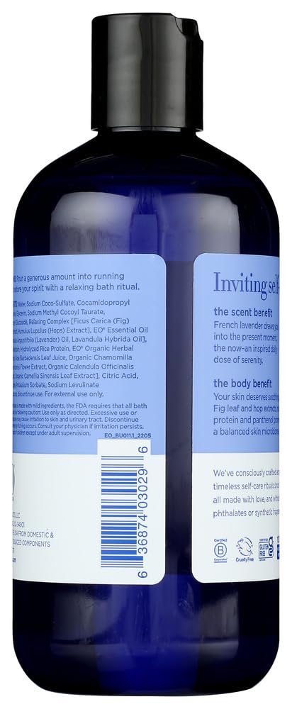 EO Products Bubble Bath Serenity French Lavender with Aloe - 12 Fl Oz (Pack of 1) - Relaxing Aromatherapy Bath for Stress Relief & Better Sleep