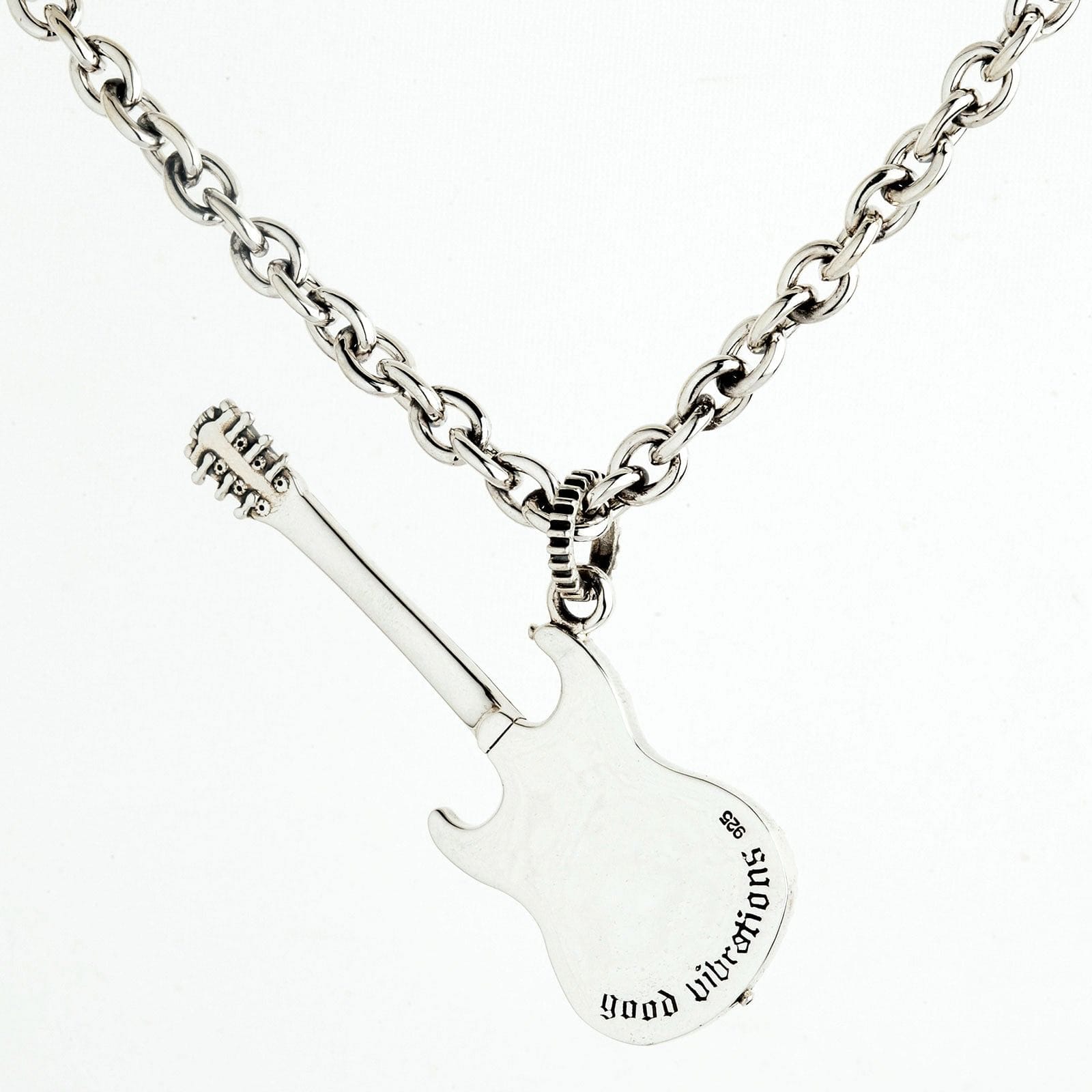 Sterling Silver Rocker Guitar Pendant Necklace for Women - Perfect for Concerts, Music Festivals & Rock Fashion Accessories