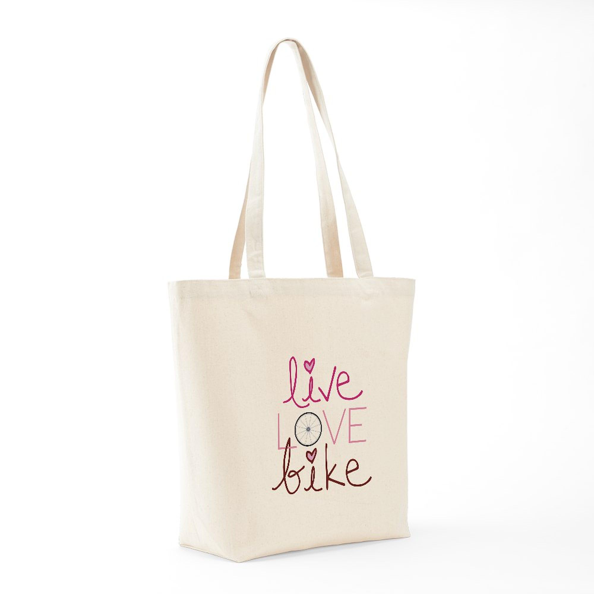 Bike Love Wheel Bicycle Tote Bag - Eco-Friendly Natural Canvas Reusable Shopping Bag for Cycling Enthusiasts | Perfect for Groceries, Commuting & Bike Rides