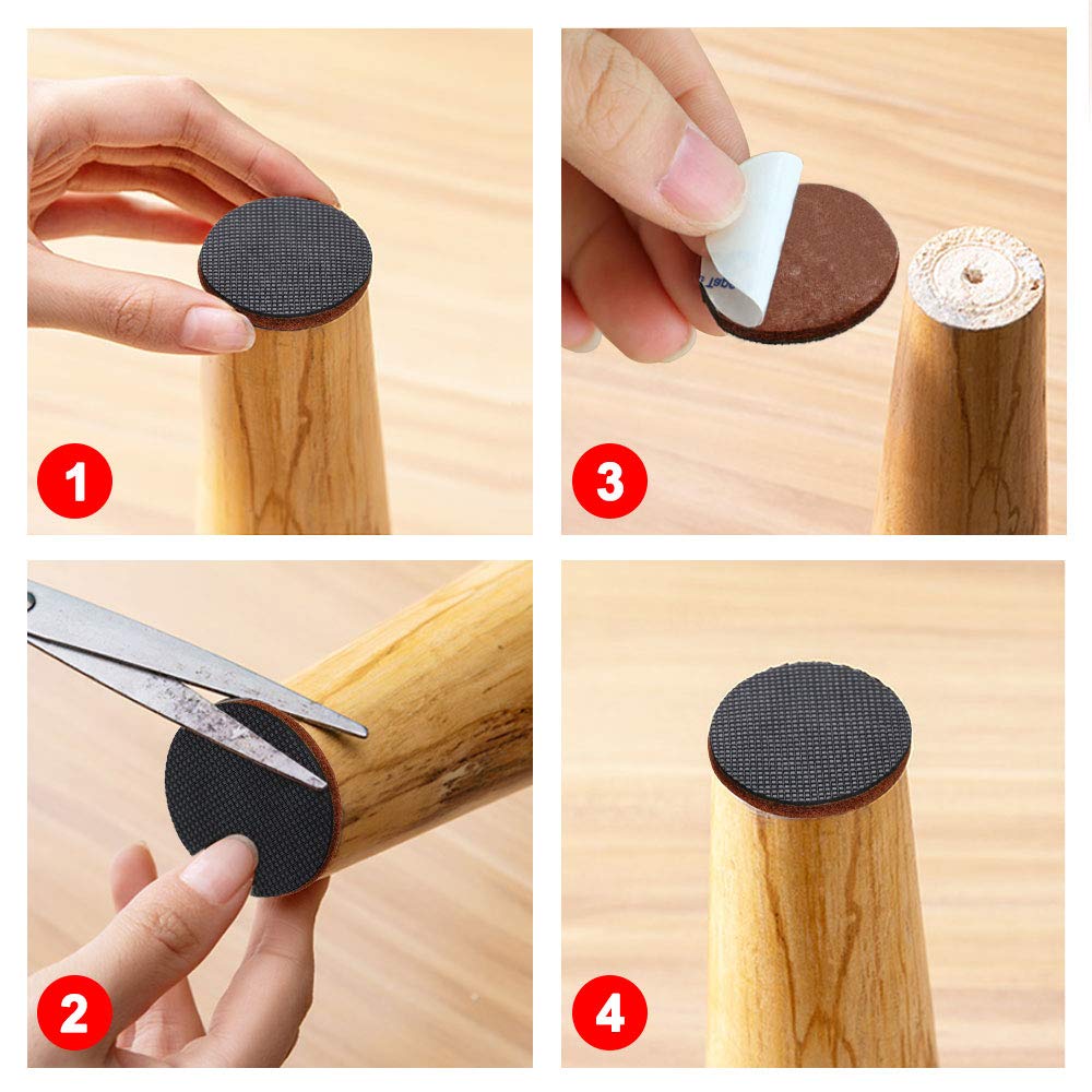 8-Pack Black Anti-Slip Furniture Pads - 4 Inch Self-Adhesive Rubber Feet for Floor Protection | Non-Slip Furniture Grippers for Chairs, Tables, Sofas & Cabinets | Prevents Scratches & Noise on Hardwood, Tile & Laminate Floors