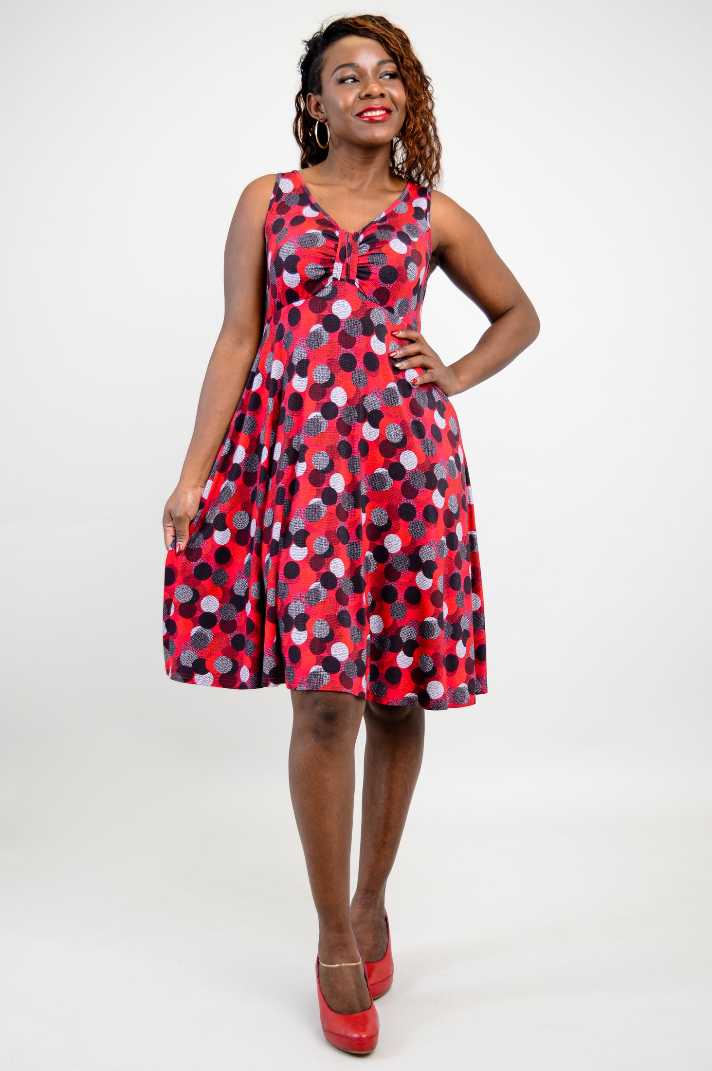 Genesis Dress - Stylish Polka Dot Dance Dress Made from Soft Bamboo Fabric, Perfect for Ballroom Dancing, Latin Dance & Performance Costumes