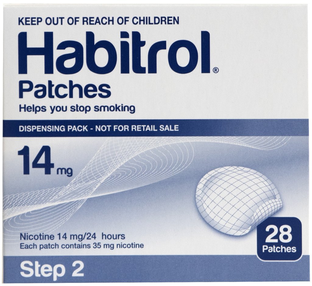 Habitrol Nicotine Patches for Quitting Smoking - 28 Count (Step 2, 14mg Nicotine) | Stop Smoking Aid for Adults | Helps Reduce Cravings & Withdrawal Symptoms | Perfect for Work, Travel & Daily Use