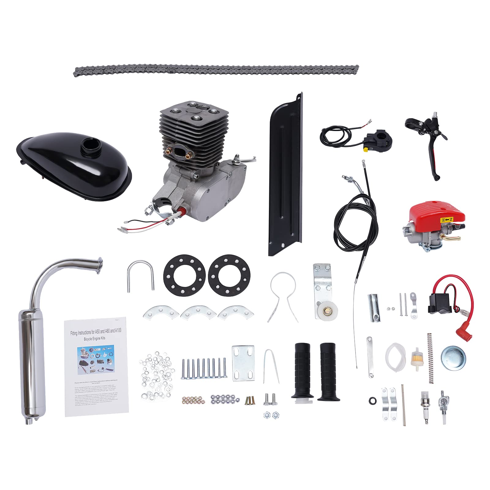 100CC 4-Stroke Gas Bicycle Engine Kit - Complete Motorized Bike Conversion Set with Air-Cooling System - Perfect for Commuting, Off-Road Adventures & DIY Bike Projects