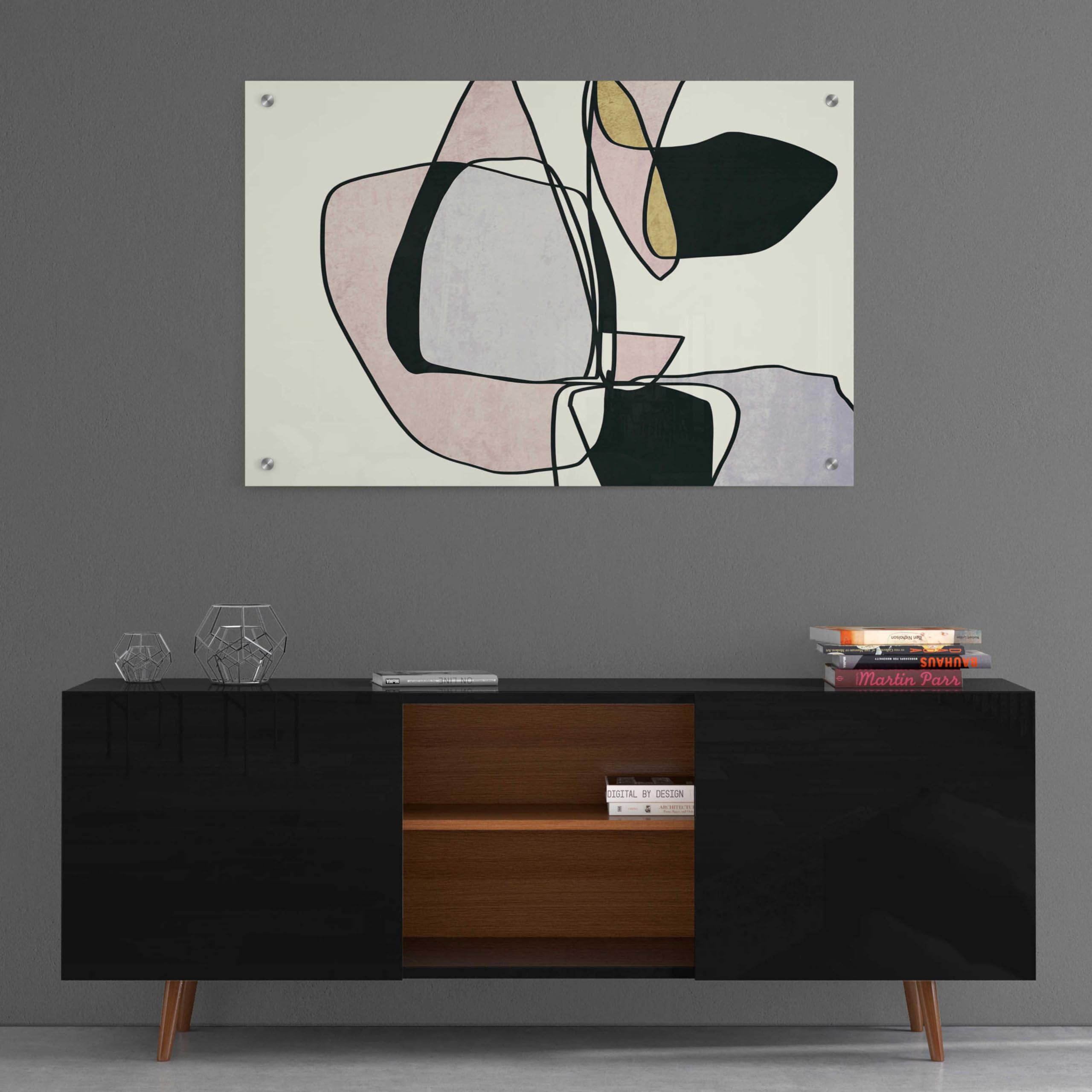 Abstract Line Art 15 by Irena Orlov - Modern Acrylic Glass Wall Art Painting 36x24 Inches - Perfect for Living Room, Bedroom & Office Decor