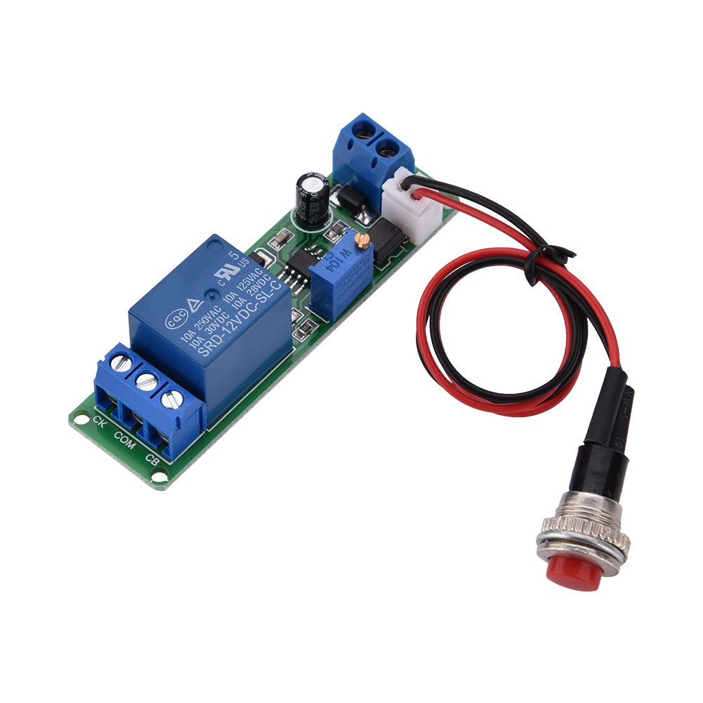 Joyzan 12V DC Timer Switch Module - Adjustable Delay Turn Off Relay (1-10 Sec) for Automated Control Circuits | Perfect for Home Automation, DIY Electronics & Industrial Timing Applications