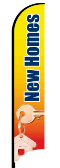 Feather Flag Banner for New Homes - Custom Real Estate Yard Sign for Open House & Property Marketing | Outdoor Advertising for Realtors & Builders