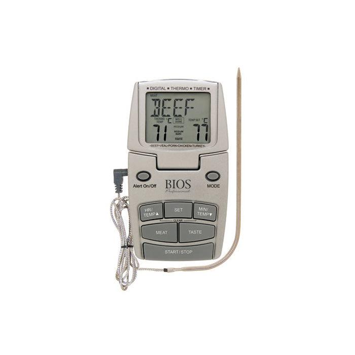 BIOS 37 Digital Meat Thermometer with Pre-Programmed Settings for Poultry, Beef, Pork & BBQ - Instant Read Food Thermometer with Timer for Grilling, Smoking, Baking & Cooking