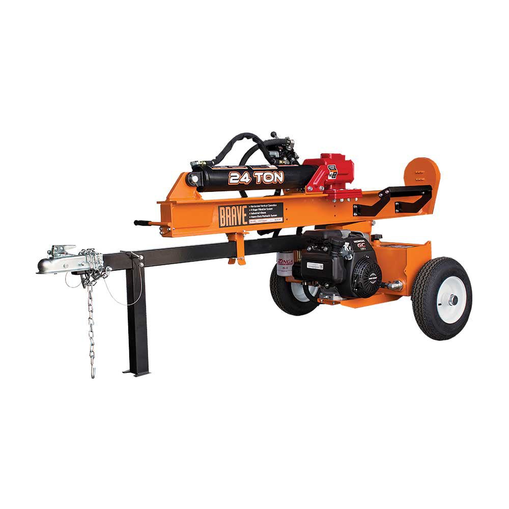 24 Ton Brave Log Splitter with Honda GC160 Engine - Powerful Firewood Splitting for Home Heating & Outdoor Woodworking Projects