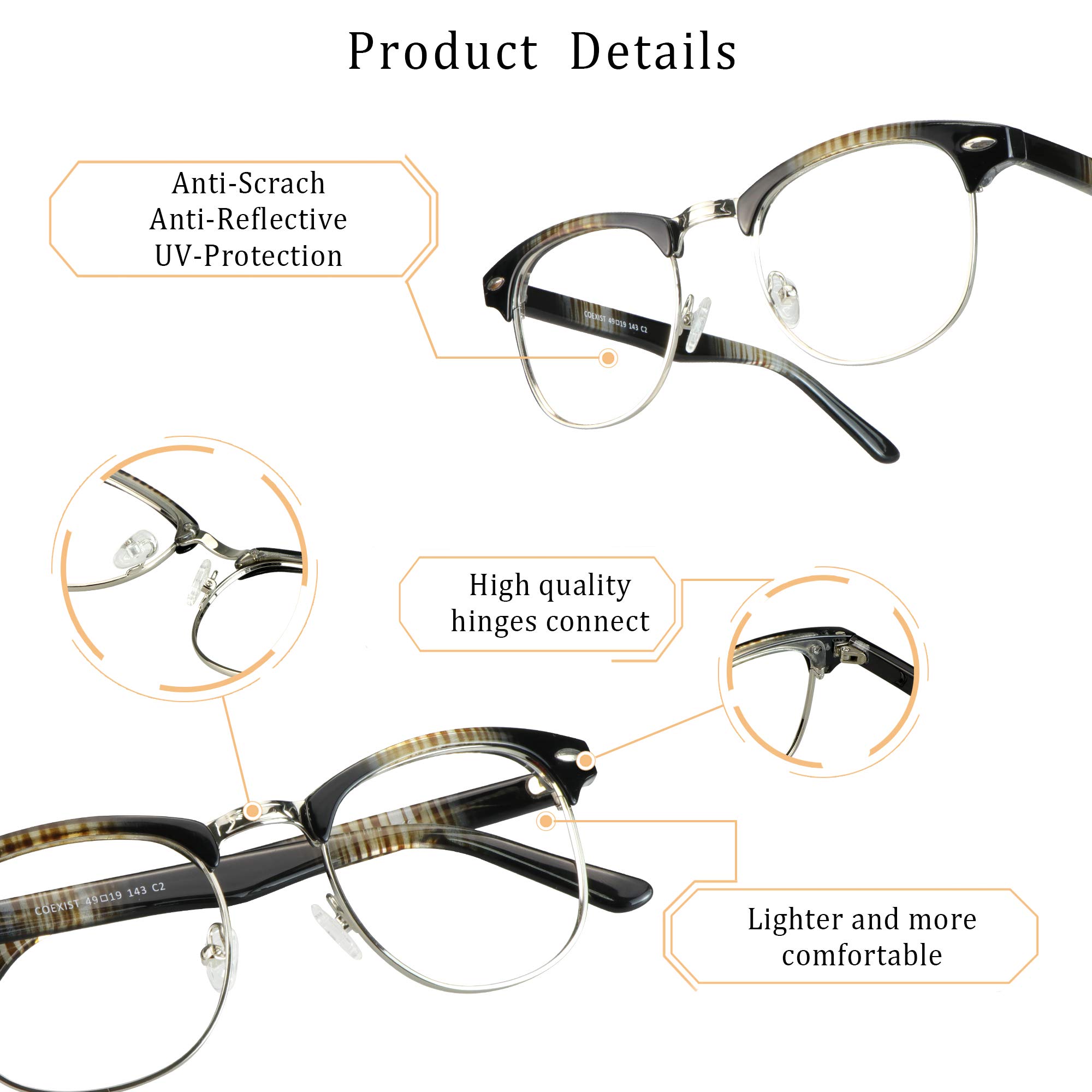 Anti-Blue Light Reading Glasses for Women & Men - Computer Gaming Glasses with Anti-Eyestrain & Anti-Glare Lenses - Perfect for Office Work, Screen Time & Nighttime TV Viewing
