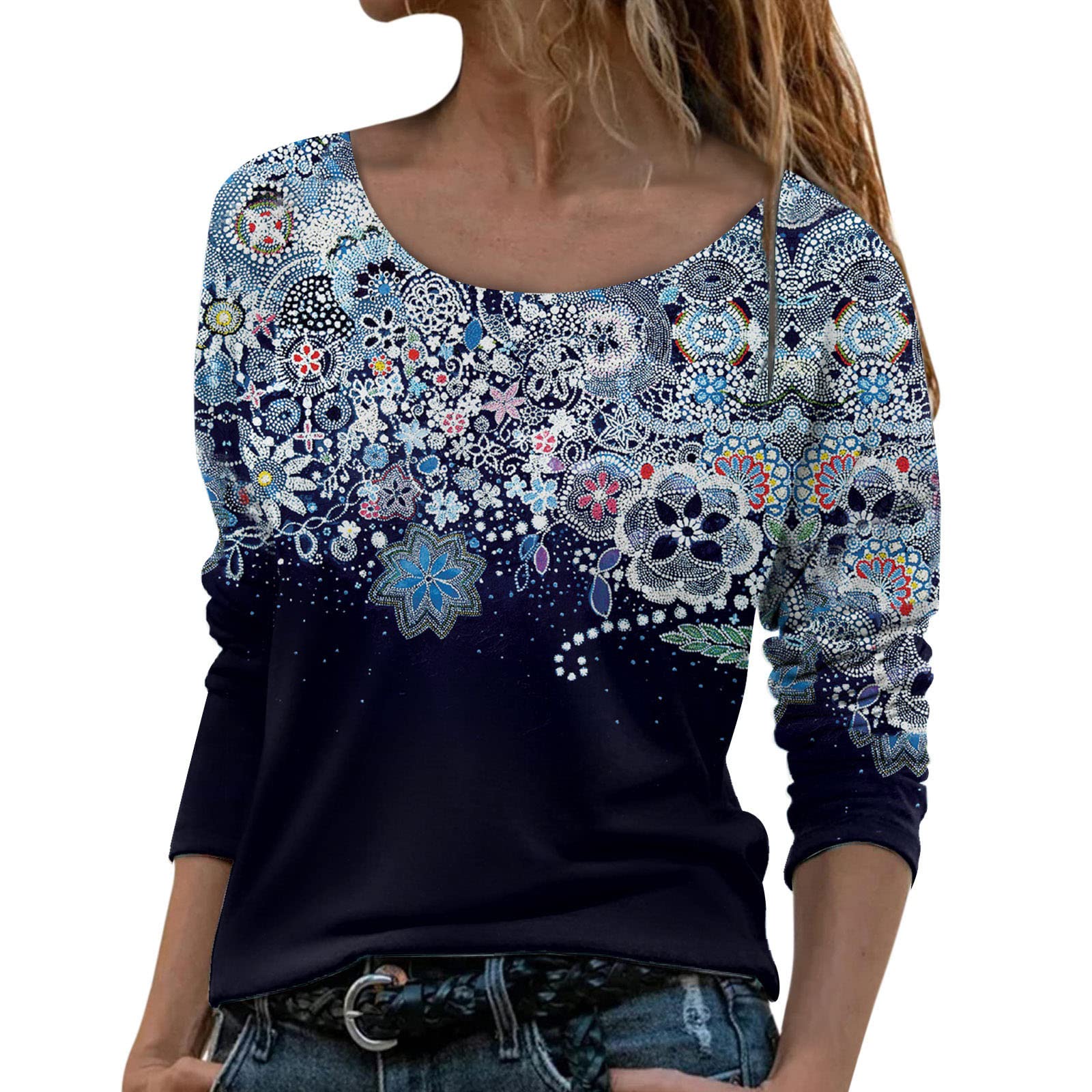 2022 Fall Women's Butterfly Print T-Shirt - Cute Round Neck Long Sleeve Blouse for Trendy Daily Wear | Casual Outfits, Autumn Layering & Office Fashion