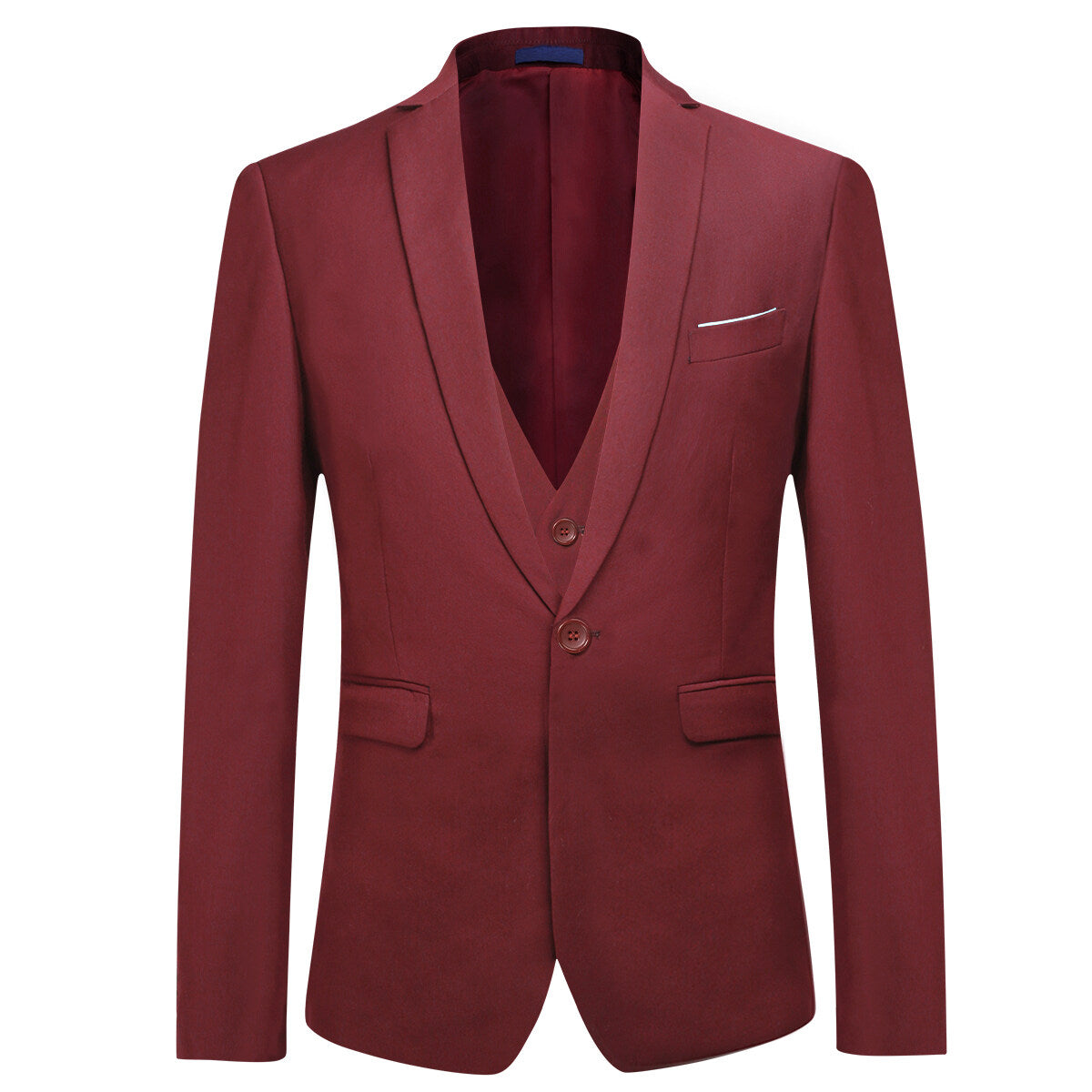 3-Piece One-Button Formal Suit for Men - Classic Red Business Suit Set | Perfect for Weddings, Office Meetings & Special Occasions