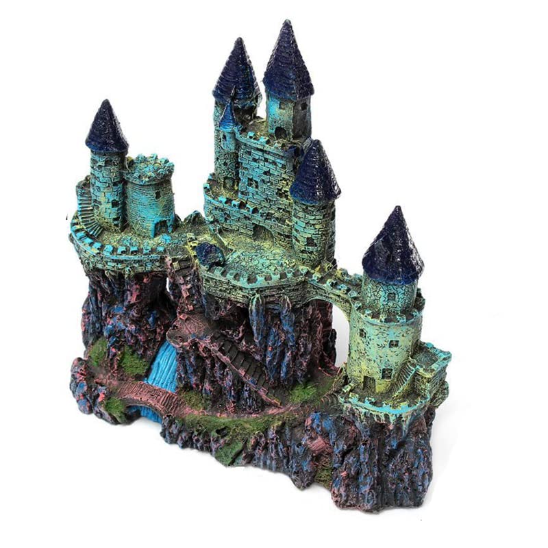 Joxmacc Artificial Resin European Castle Ornament for Aquarium - Fish Tank Decorative Rock Background & Stone Landscape Decor | Perfect for Home, Office, or Gift Use